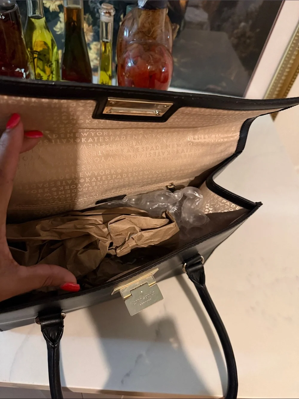 kate spade Black Leather Briefcase with Gold Hardware Open to Offers!